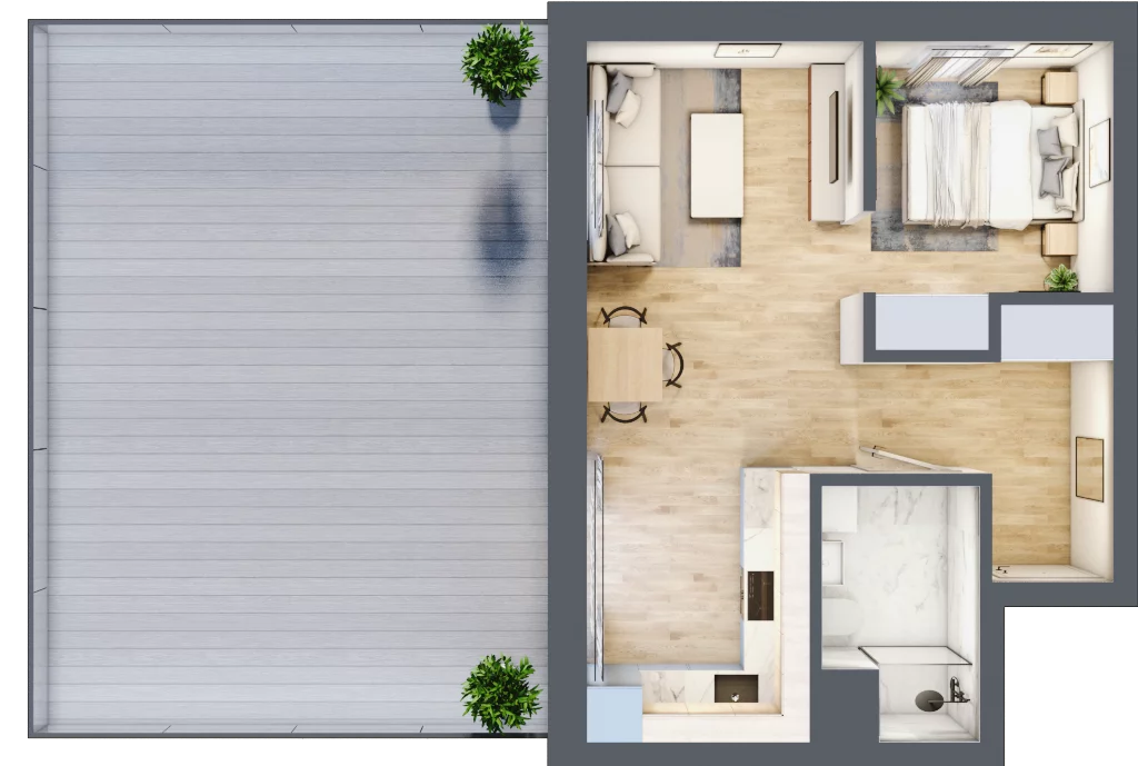 1 pokój, mieszkanie 39,96 m², parter, oferta nr B3.0/6, Oko Karkonoszy Apartamenty Rakownica, Jelenia Góra, ul. Okopowa