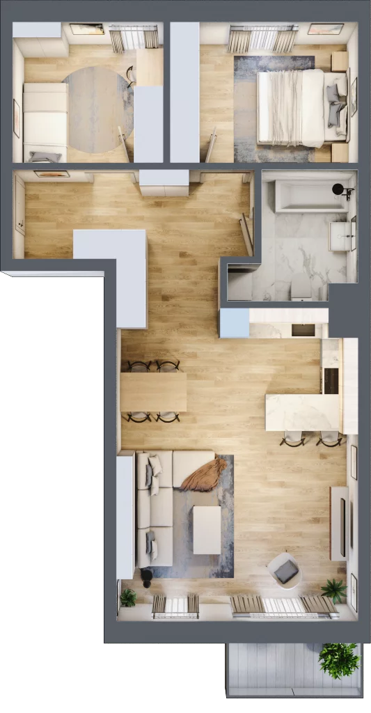 3 pokoje, mieszkanie 68,16 m², piętro 1, oferta nr C02, Kiepury 33, Jelenia Góra, Zabobrze, ul. Jana Kiepury