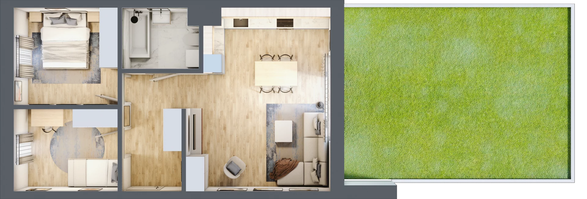 3 pokoje, mieszkanie 61,38 m², parter, oferta nr B01, Kiepury 33, Jelenia Góra, Zabobrze, ul. Jana Kiepury