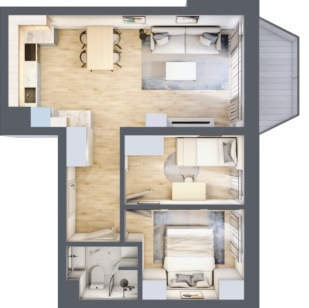 3 pokoje, mieszkanie 49,76 m², piętro 1, oferta nr A05, Kiepury 33, Jelenia Góra, Zabobrze, ul. Jana Kiepury