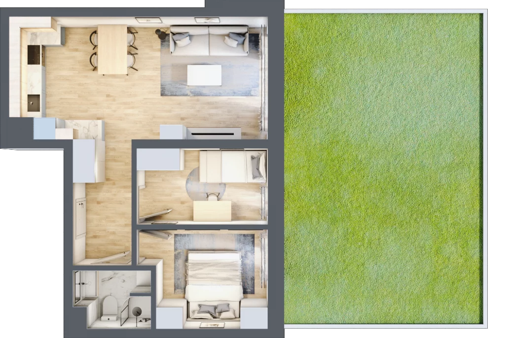 3 pokoje, mieszkanie 49,76 m², parter, oferta nr A02, Kiepury 33, Jelenia Góra, Zabobrze, ul. Jana Kiepury