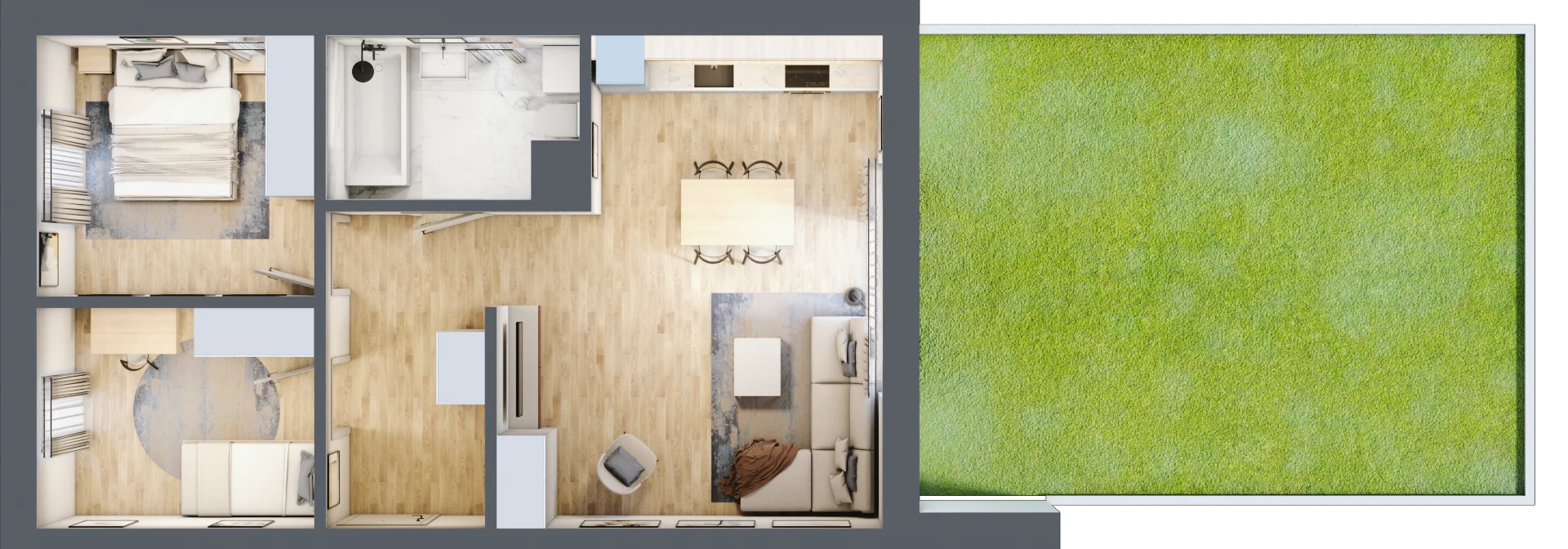 3 pokoje, mieszkanie 61,44 m², parter, oferta nr A01, Kiepury 33, Jelenia Góra, Zabobrze, ul. Jana Kiepury