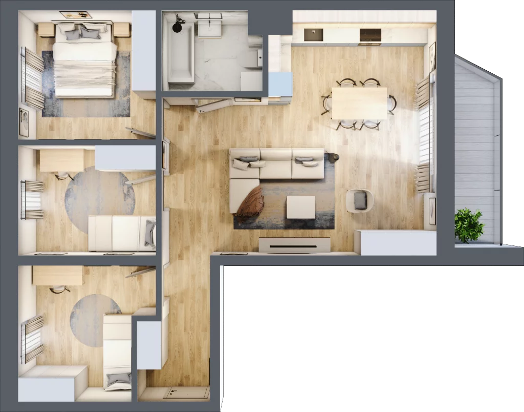 4 pokoje, mieszkanie 77,95 m², piętro 3, oferta nr B09, Kiepury 33, Jelenia Góra, Zabobrze, ul. Jana Kiepury