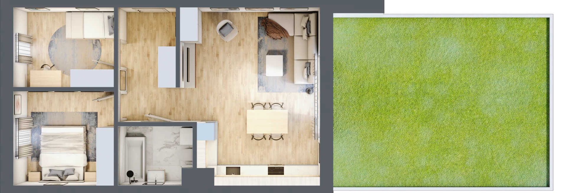3 pokoje, mieszkanie 61,38 m², parter, oferta nr A03, Kiepury 33, Jelenia Góra, Zabobrze, ul. Jana Kiepury