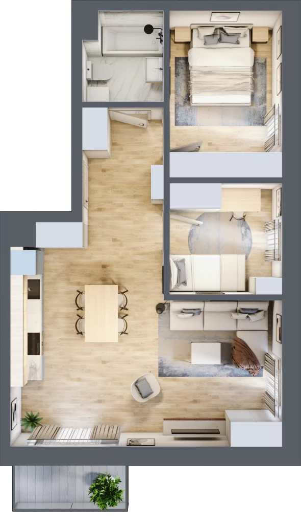3 pokoje, mieszkanie 57,58 m², piętro 3, oferta nr F09, Kiepury 33, Jelenia Góra, Zabobrze, ul. Jana Kiepury