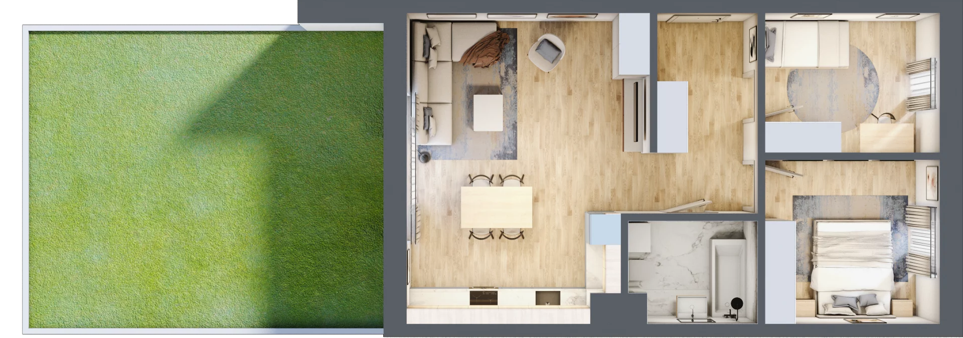 3 pokoje, mieszkanie 61,38 m², parter, oferta nr H01, Kiepury 33, Jelenia Góra, Zabobrze, ul. Jana Kiepury