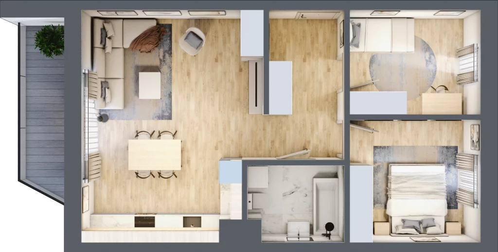 3 pokoje, mieszkanie 61,38 m², piętro 2, oferta nr H07, Kiepury 33, Jelenia Góra, Zabobrze, ul. Jana Kiepury