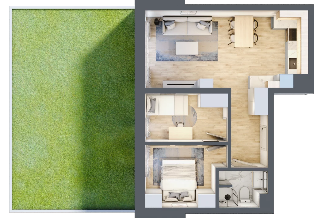3 pokoje, mieszkanie 49,76 m², parter, oferta nr H02, Kiepury 33, Jelenia Góra, Zabobrze, ul. Jana Kiepury