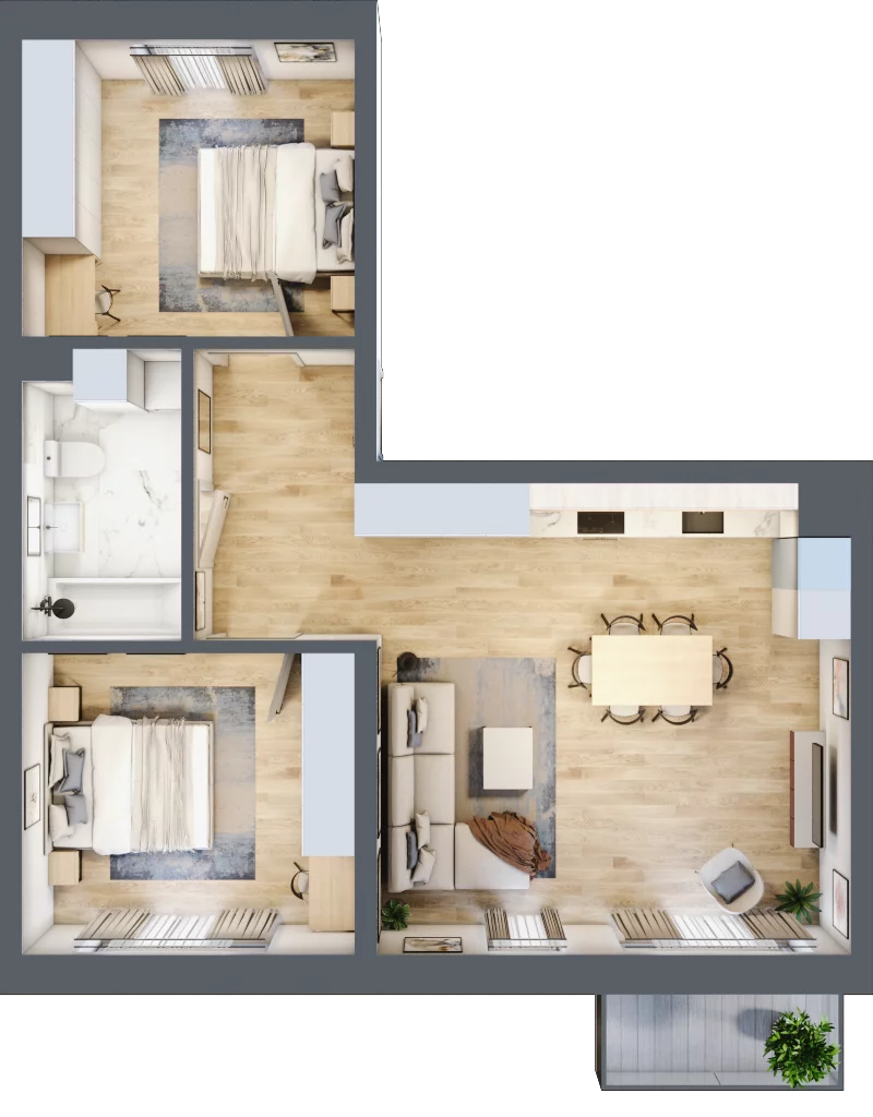 3 pokoje, mieszkanie 67,84 m², piętro 1, oferta nr F02, Kiepury 33, Jelenia Góra, Zabobrze, ul. Jana Kiepury