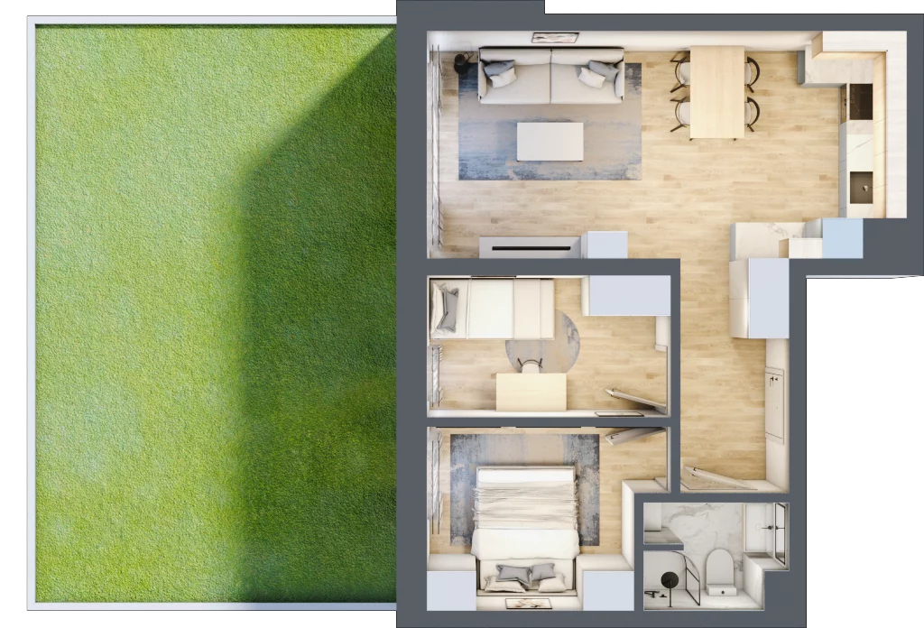 3 pokoje, mieszkanie 49,76 m², parter, oferta nr G02, Kiepury 33, Jelenia Góra, Zabobrze, ul. Jana Kiepury