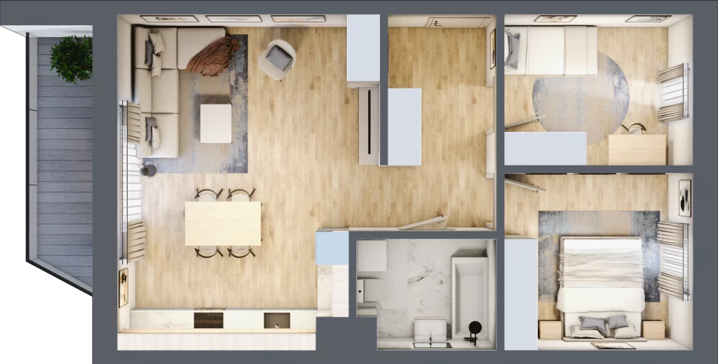 3 pokoje, mieszkanie 61,38 m², piętro 1, oferta nr H04, Kiepury 33, Jelenia Góra, Zabobrze, ul. Jana Kiepury