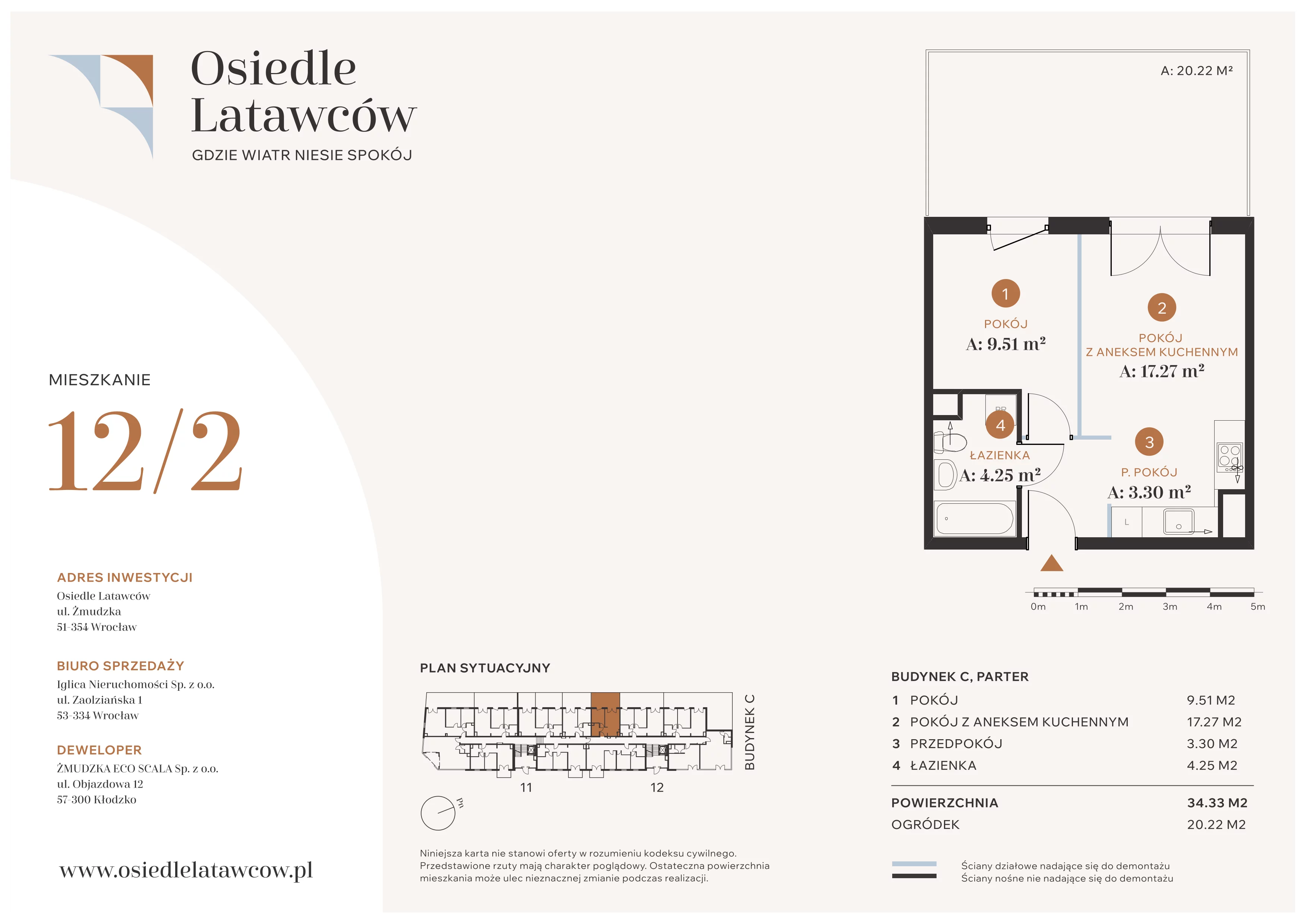 2 pokoje, mieszkanie 34,33 m², parter, oferta nr C12-2, Osiedle Latawców, Wrocław, Psie Pole-Zawidawie, Psie Pole, ul. Grodzieńska