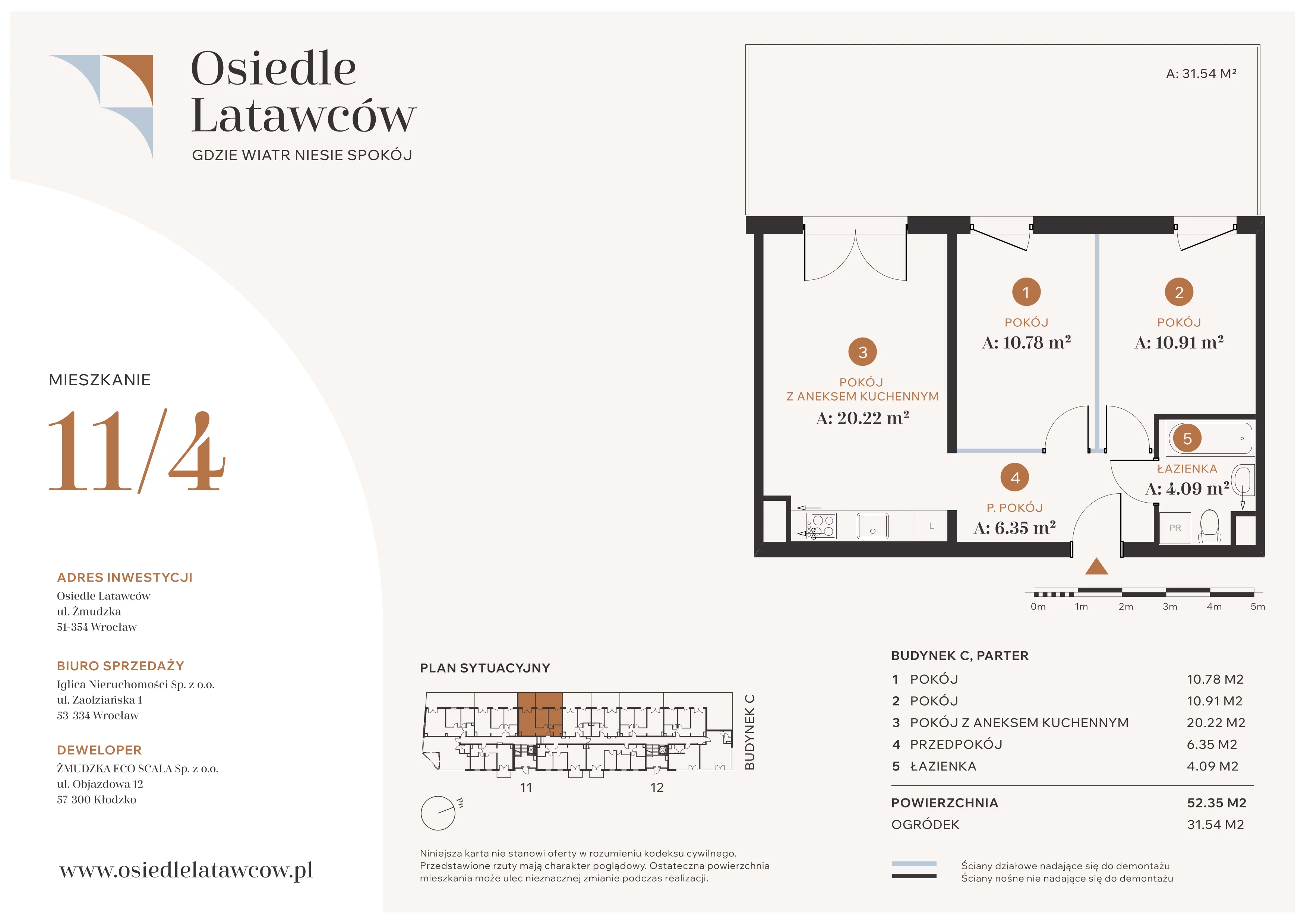 3 pokoje, mieszkanie 52,35 m², parter, oferta nr C11-4, Osiedle Latawców, Wrocław, Psie Pole-Zawidawie, Psie Pole, ul. Grodzieńska