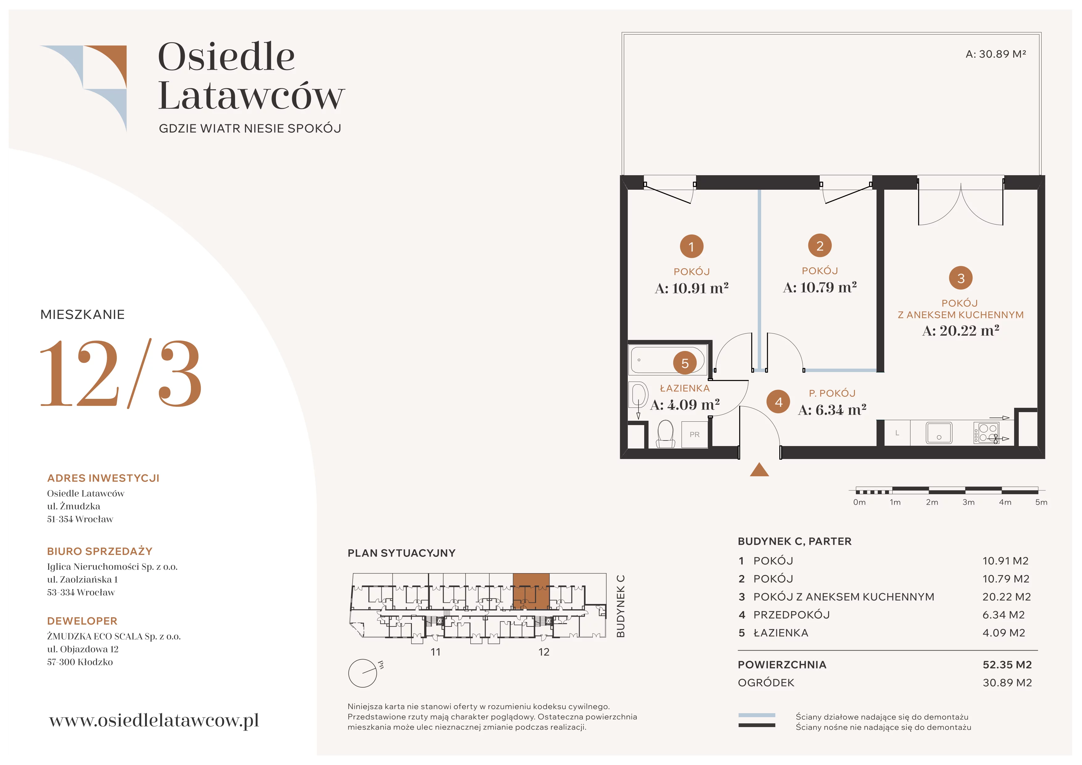 3 pokoje, mieszkanie 52,35 m², parter, oferta nr C12-3, Osiedle Latawców, Wrocław, Psie Pole-Zawidawie, Psie Pole, ul. Grodzieńska
