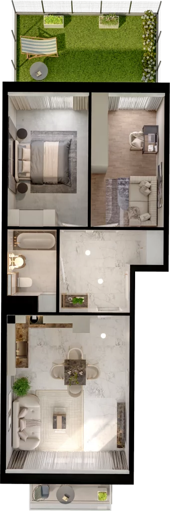 3 pokoje, mieszkanie 60,25 m², parter, oferta nr D15-2, Osiedle Latawców, Wrocław, Psie Pole-Zawidawie, Psie Pole, ul. Grodzieńska