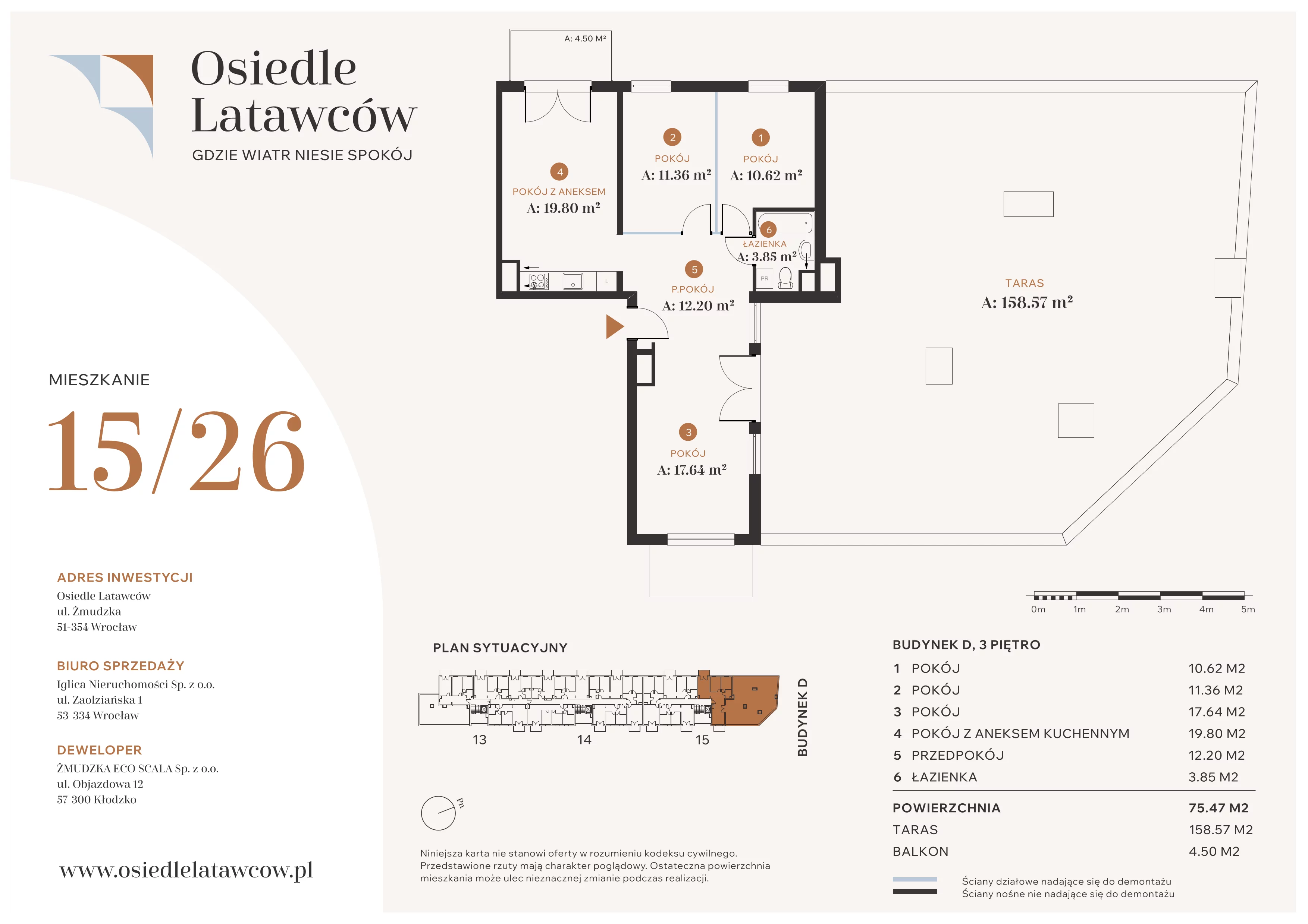 4 pokoje, mieszkanie 75,47 m², piętro 3, oferta nr D15-26, Osiedle Latawców, Wrocław, Psie Pole-Zawidawie, Psie Pole, ul. Grodzieńska