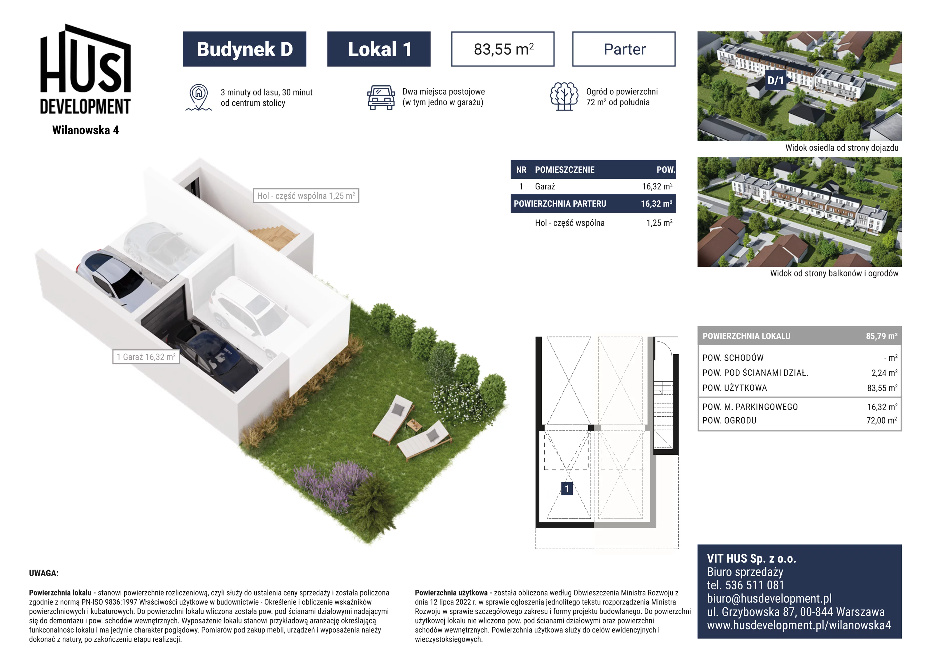 3 pokoje, mieszkanie 67,23 m², piętro 1, oferta nr D/1, Wilanowska 4, Józefosław, ul. Wilanowska 4