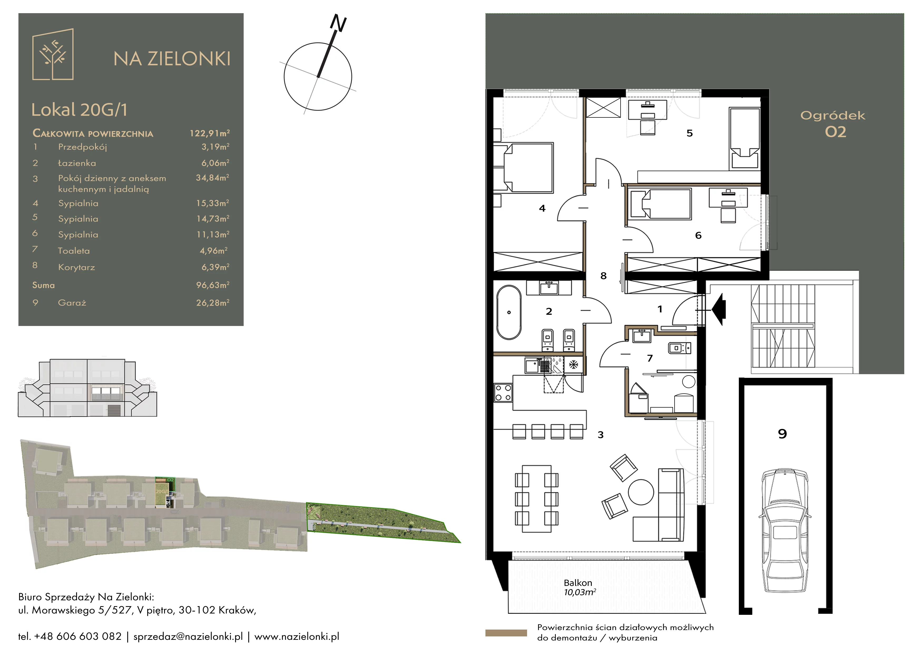 4 pokoje, mieszkanie 96,63 m², parter, oferta nr 20G/1, Na Zielonki, Kraków, Prądnik Biały, ul. Na Zielonki 20