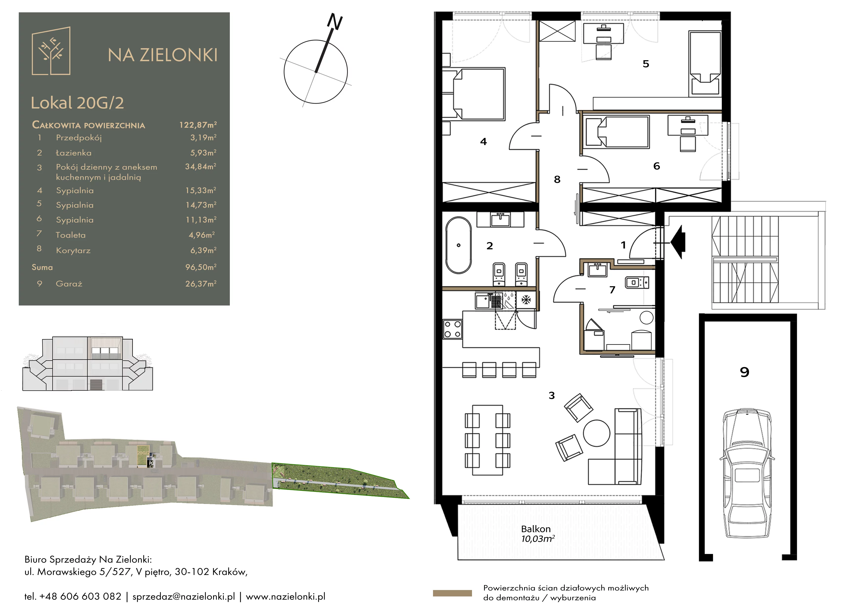 4 pokoje, mieszkanie 96,50 m², piętro 1, oferta nr 20G/2, Na Zielonki, Kraków, Prądnik Biały, ul. Na Zielonki 20