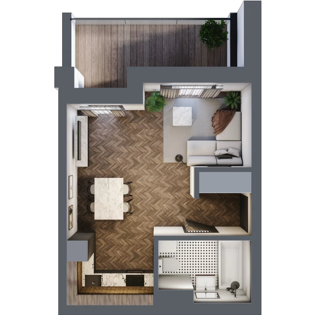 1 pokój, mieszkanie 31,25 m², piętro 1, oferta nr 6, Unismo, Łódź, Śródmieście, ul. Wierzbowa/Jaracza