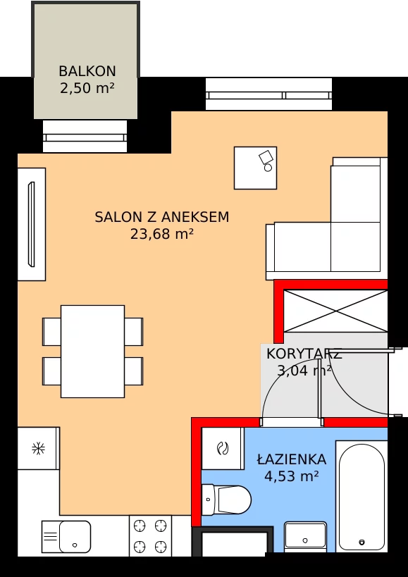Zalety mieszkania 31.25 m², 38