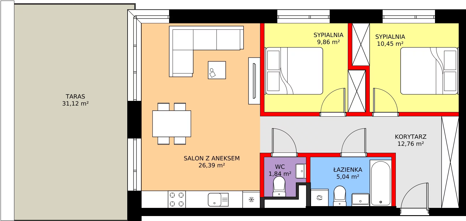 Zalety mieszkania 66.34 m², 5