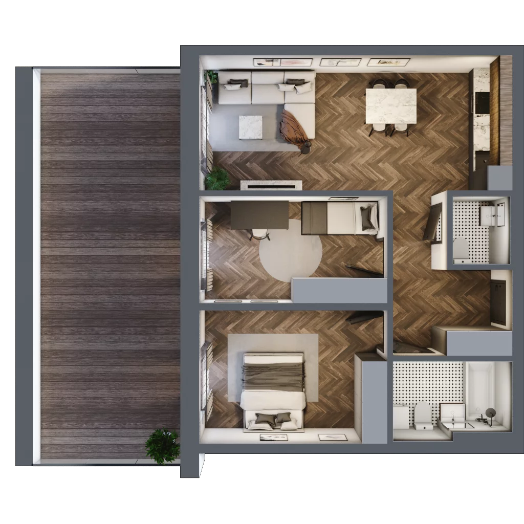 3 pokoje, mieszkanie 68,61 m², piętro 1, oferta nr 4, Unismo, Łódź, Śródmieście, ul. Wierzbowa/Jaracza