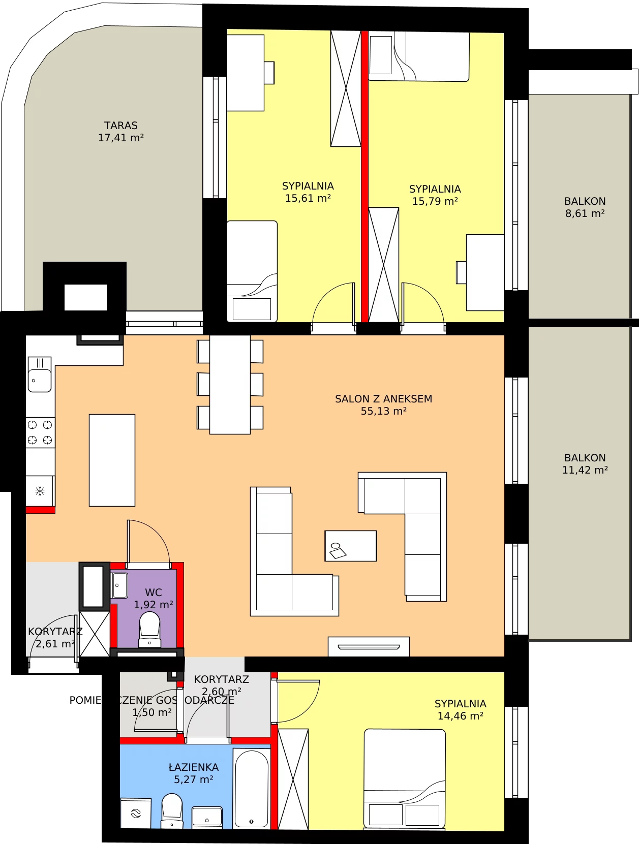 Zalety mieszkania 114.89 m², 43