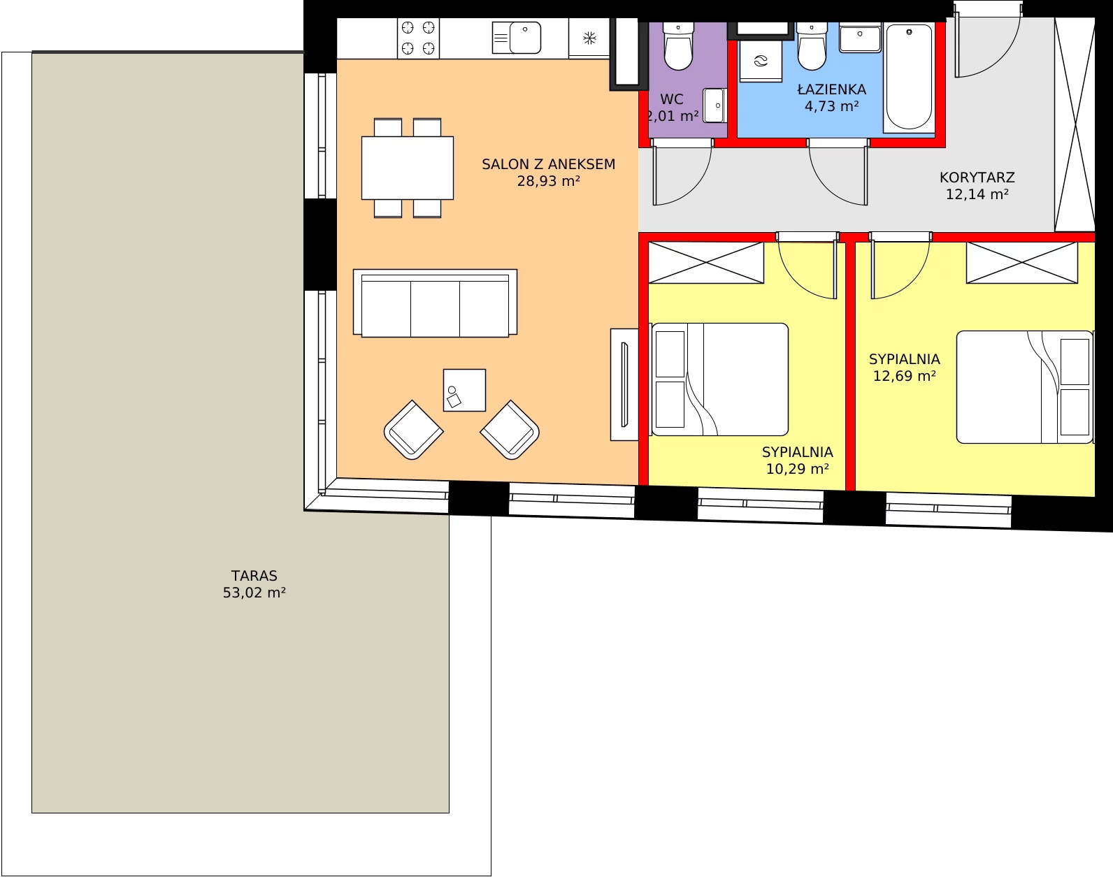 Zalety mieszkania 70.79 m², 3