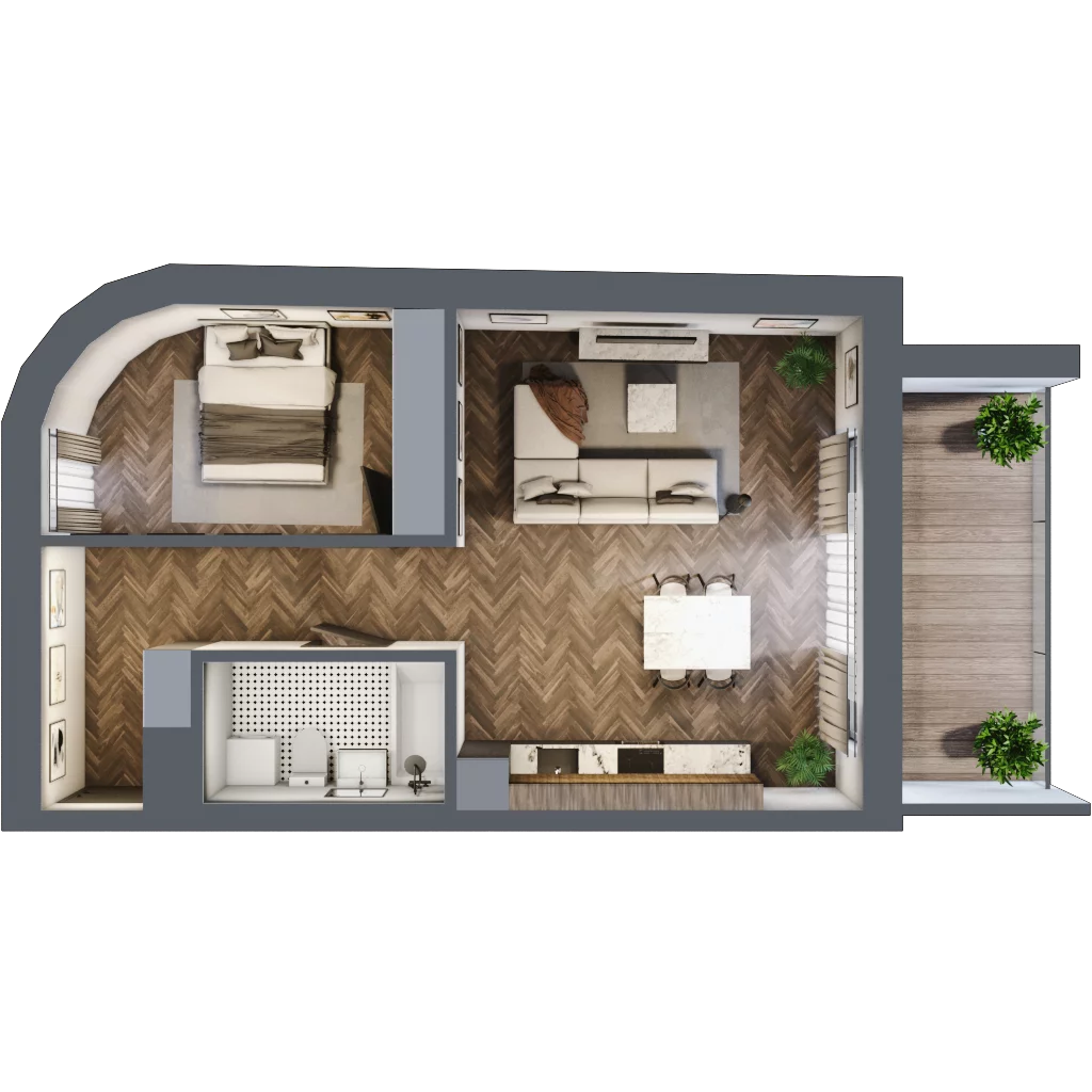 2 pokoje, mieszkanie 52,56 m², piętro 1, oferta nr 7, Unismo, Łódź, Śródmieście, ul. Wierzbowa/Jaracza