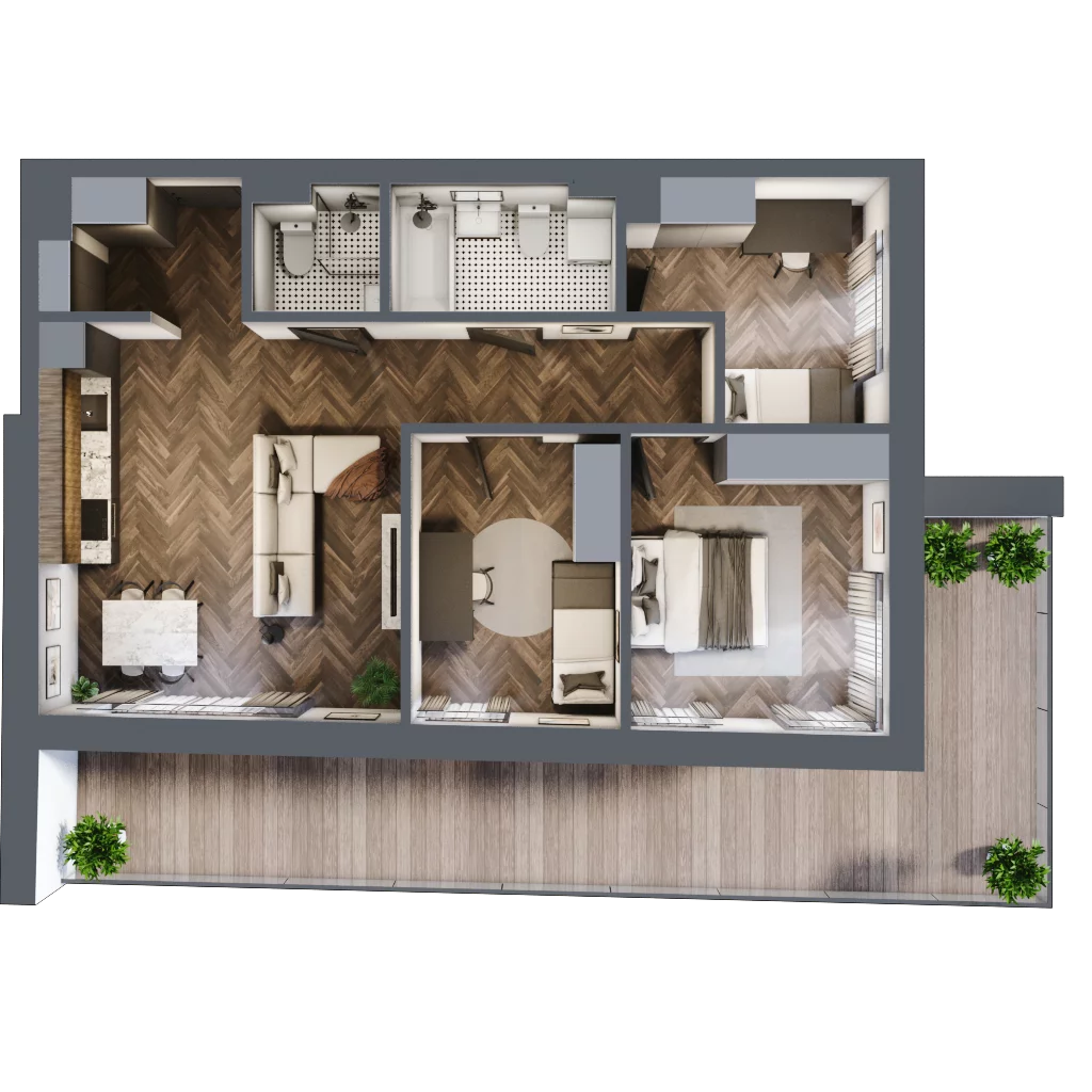 4 pokoje, mieszkanie 75,46 m², piętro 1, oferta nr 2, Unismo, Łódź, Śródmieście, ul. Wierzbowa/Jaracza