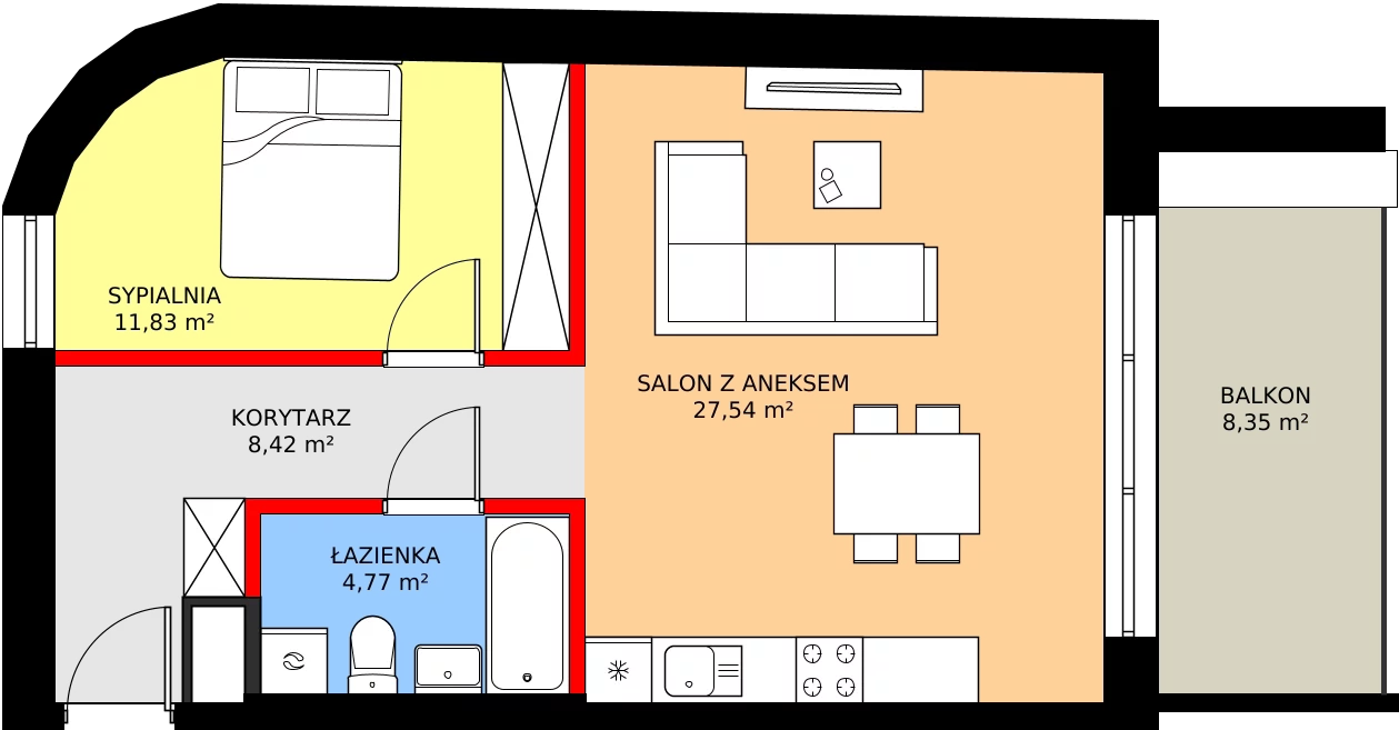Zalety mieszkania 52.56 m², 39