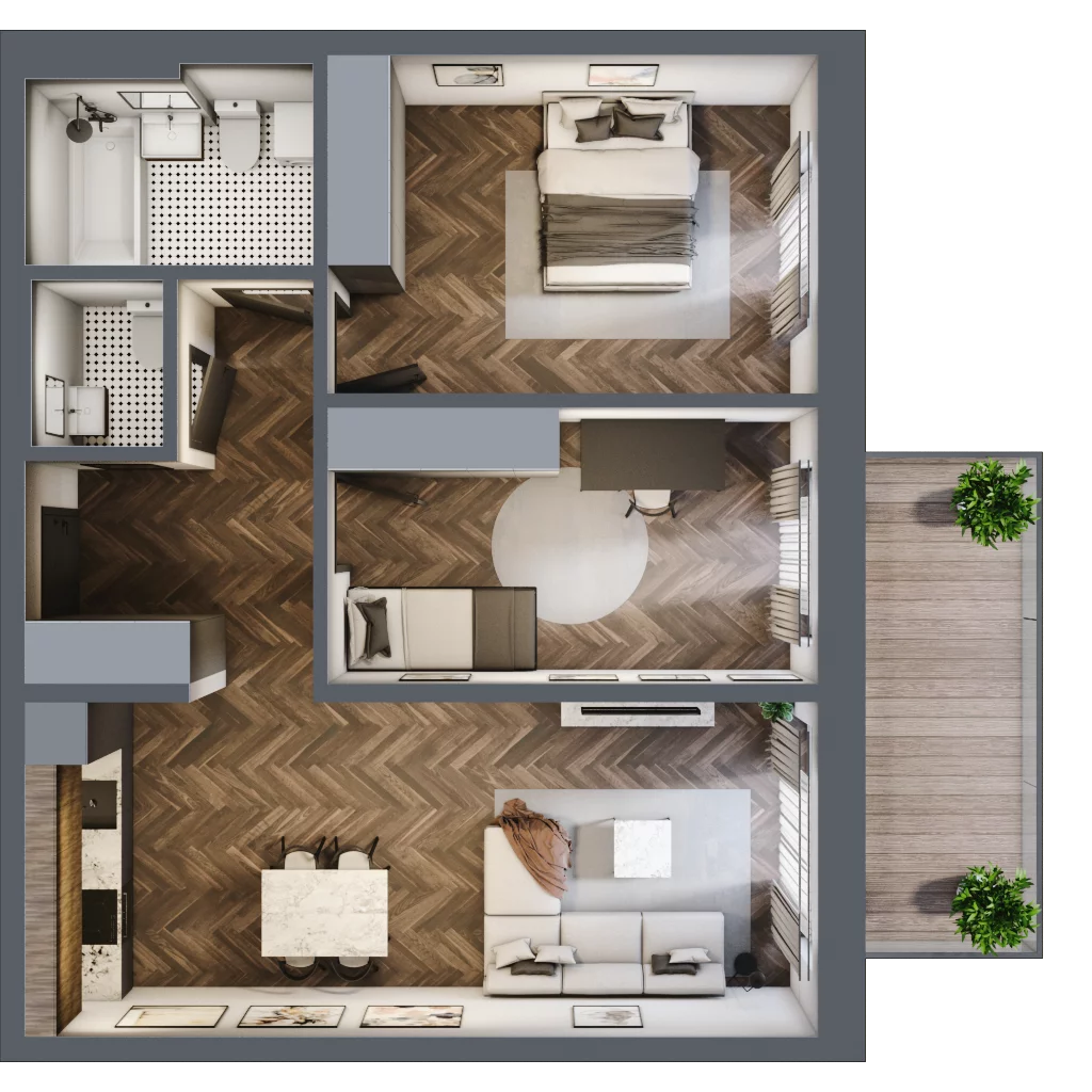 3 pokoje, mieszkanie 69,05 m², piętro 3, oferta nr 17, Unismo, Łódź, Śródmieście, ul. Wierzbowa/Jaracza