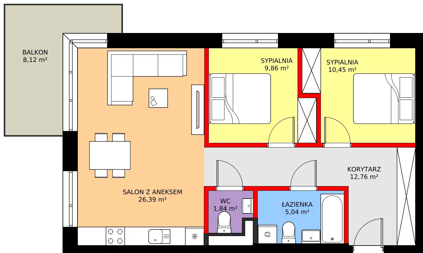 Zalety mieszkania 66.34 m², 13