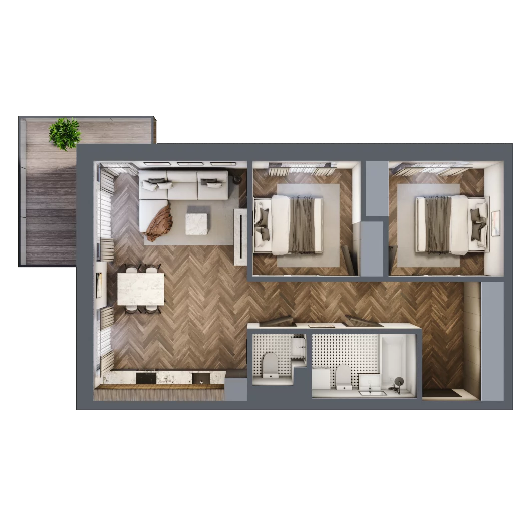 3 pokoje, mieszkanie 66,34 m², piętro 2, oferta nr 13, Unismo, Łódź, Śródmieście, ul. Wierzbowa/Jaracza
