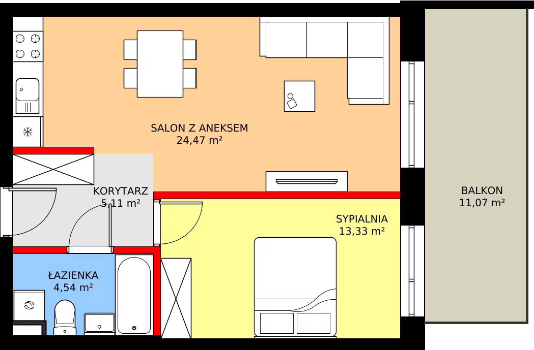 Zalety mieszkania 47.45 m², 8