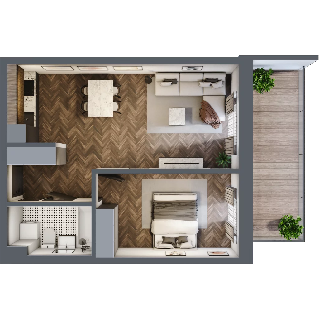 2 pokoje, mieszkanie 47,45 m², piętro 1, oferta nr 8, Unismo, Łódź, Śródmieście, ul. Wierzbowa/Jaracza