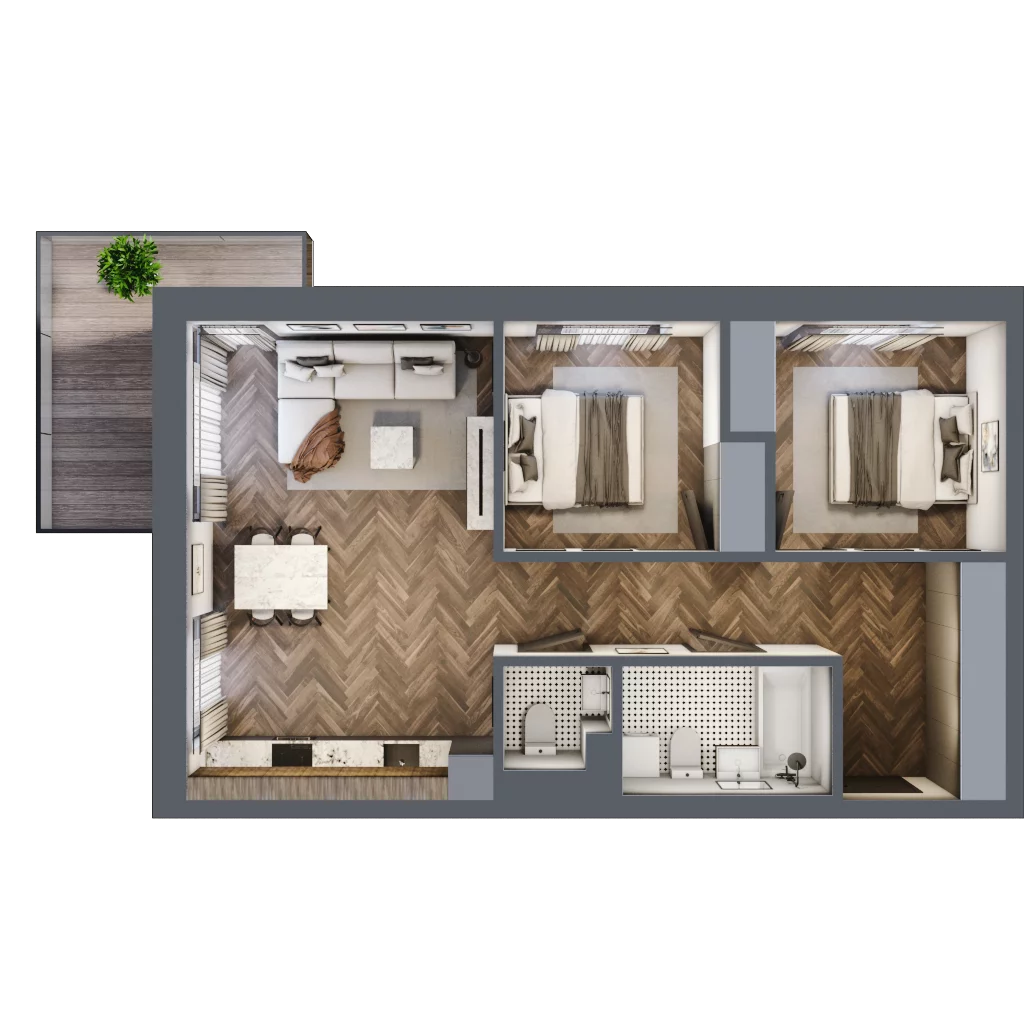 3 pokoje, mieszkanie 66,34 m², piętro 3, oferta nr 21, Unismo, Łódź, Śródmieście, ul. Wierzbowa/Jaracza