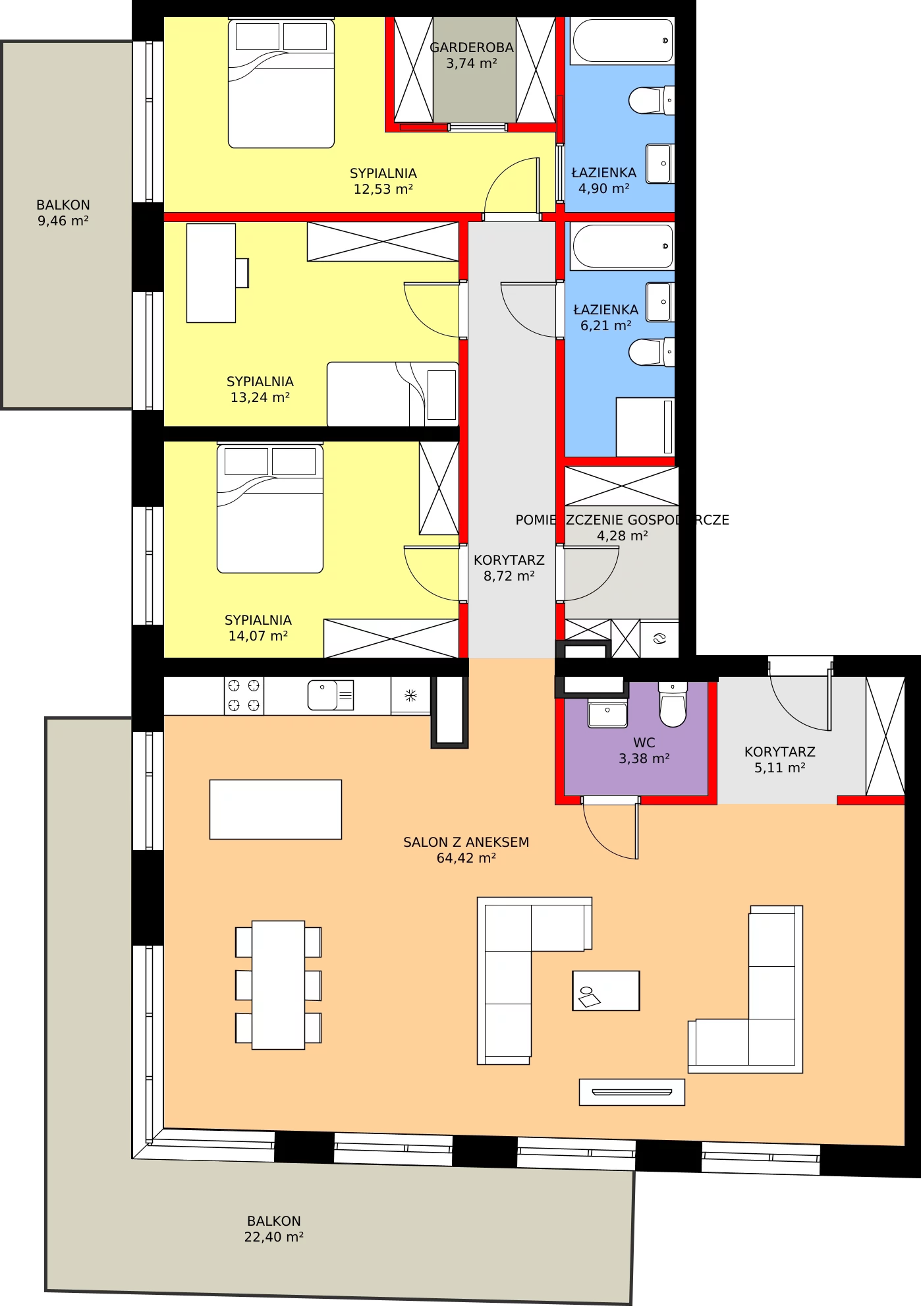 Zalety mieszkania 140.6 m², 42