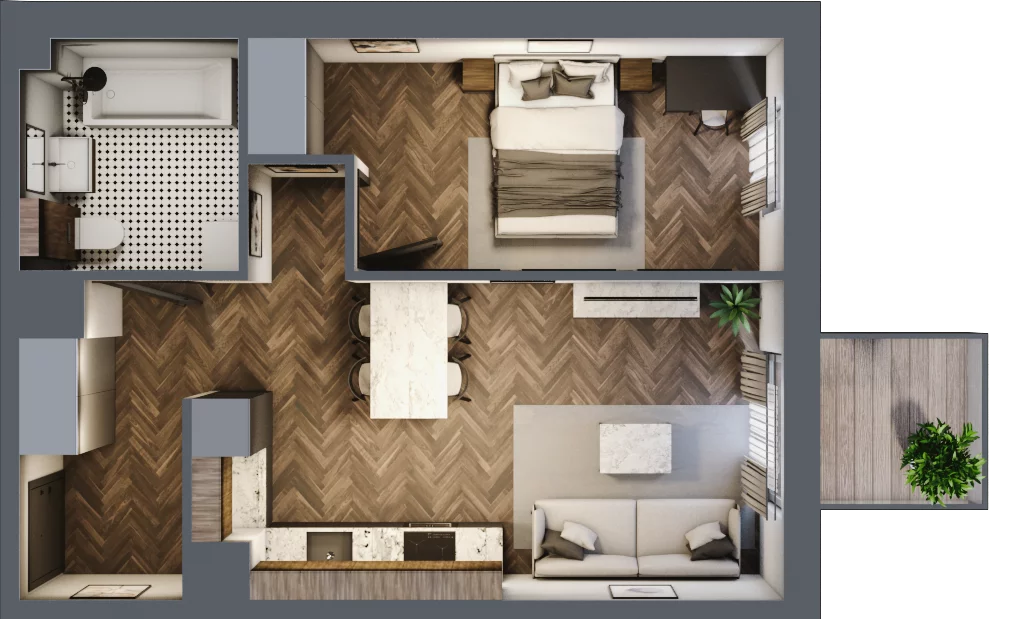 2 pokoje, mieszkanie 43,35 m², piętro 1, oferta nr M23, Punkt Wola, Kraków, Podgórze Duchackie, Wola Duchacka, ul. Trybuny Ludów 15