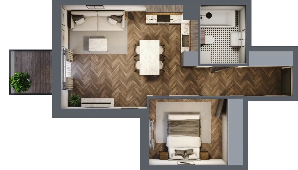 2 pokoje, mieszkanie 41,86 m², piętro 1, oferta nr M26, Punkt Wola, Kraków, Podgórze Duchackie, Wola Duchacka, ul. Trybuny Ludów 15