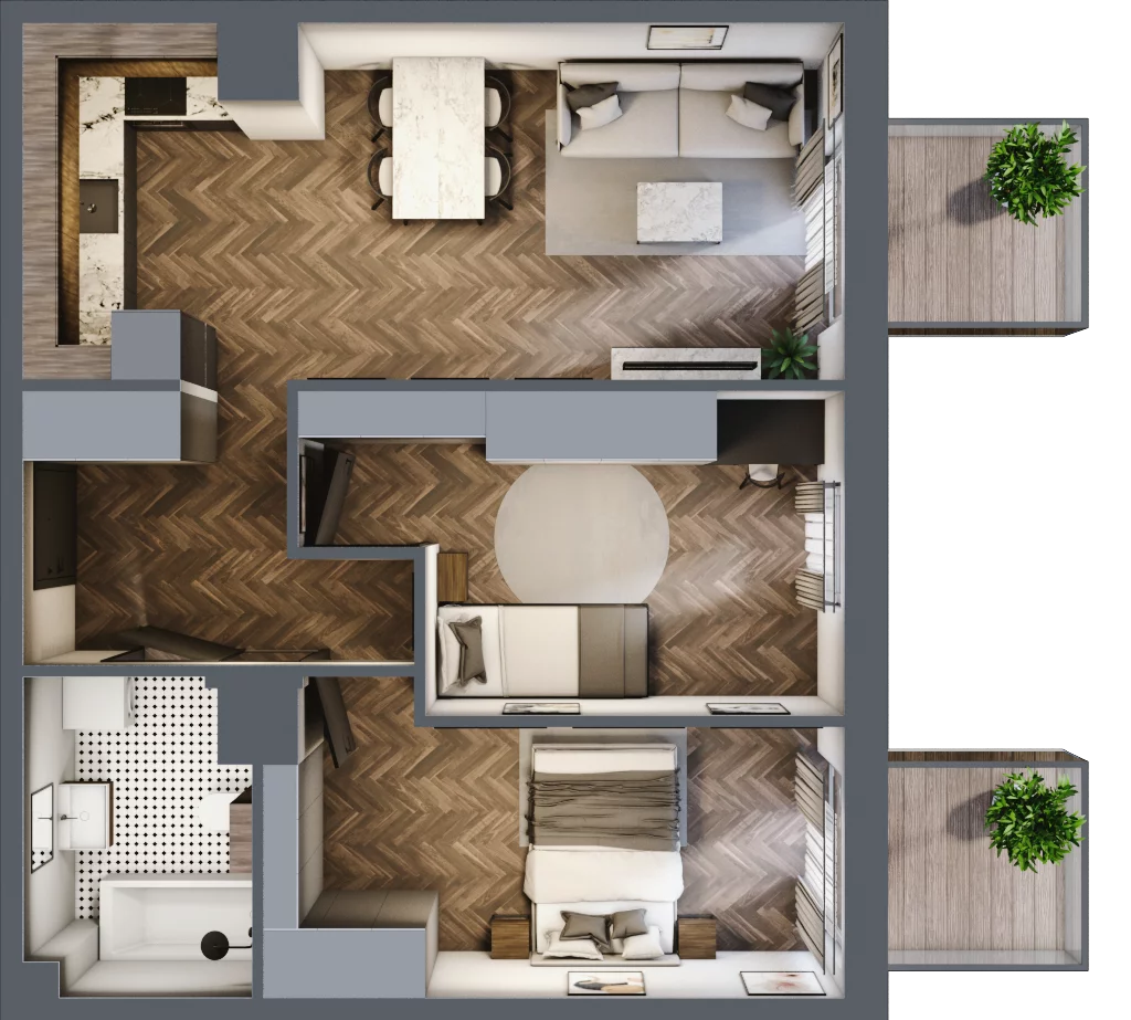 3 pokoje, mieszkanie 56,46 m², piętro 1, oferta nr M19, Punkt Wola, Kraków, Podgórze Duchackie, Wola Duchacka, ul. Trybuny Ludów 15