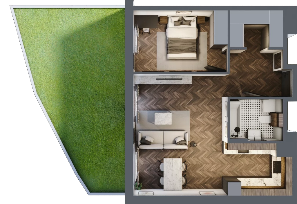 2 pokoje, mieszkanie 52,78 m², parter, oferta nr M01, Punkt Wola, Kraków, Podgórze Duchackie, Wola Duchacka, ul. Trybuny Ludów 15