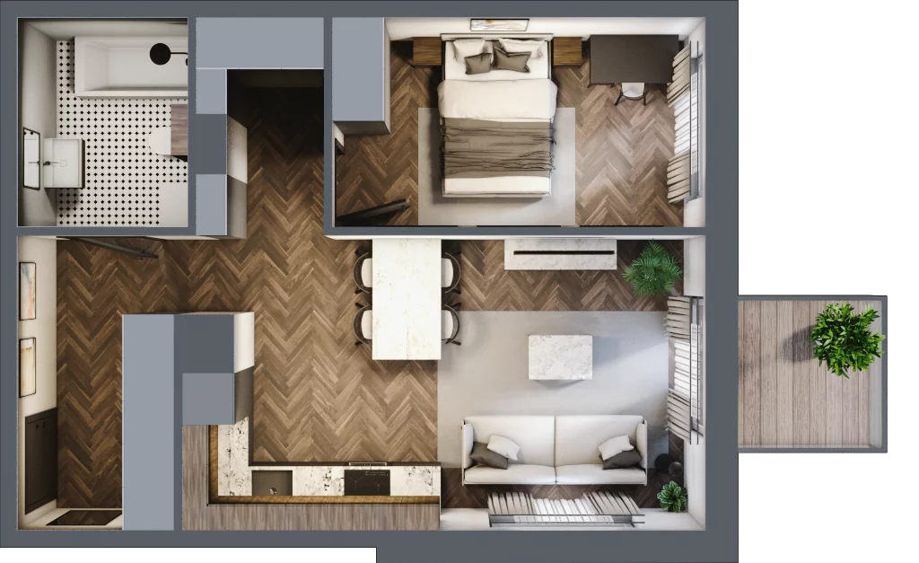 2 pokoje, mieszkanie 45,24 m², piętro 2, oferta nr M37, Punkt Wola, Kraków, Podgórze Duchackie, Wola Duchacka, ul. Trybuny Ludów 15