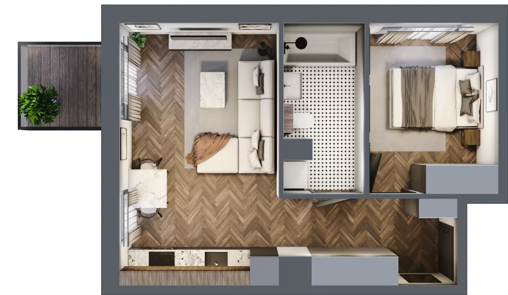 2 pokoje, mieszkanie 39,13 m², piętro 3, oferta nr M46, Punkt Wola, Kraków, Podgórze Duchackie, Wola Duchacka, ul. Trybuny Ludów 15