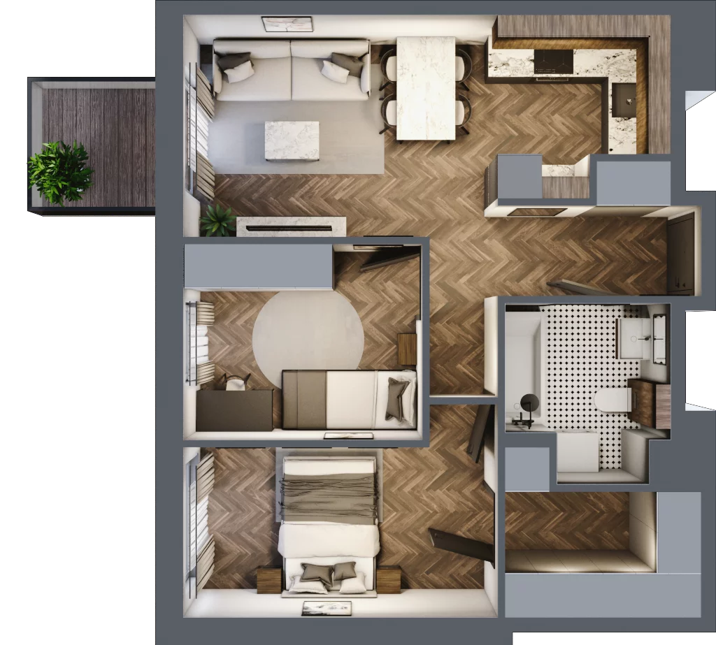 3 pokoje, mieszkanie 52,03 m², piętro 3, oferta nr M43, Punkt Wola, Kraków, Podgórze Duchackie, Wola Duchacka, ul. Trybuny Ludów 15