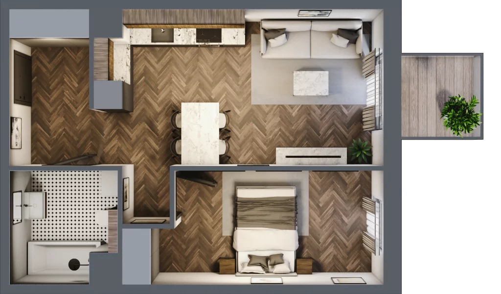 2 pokoje, mieszkanie 43,44 m², piętro 2, oferta nr M39, Punkt Wola, Kraków, Podgórze Duchackie, Wola Duchacka, ul. Trybuny Ludów 15
