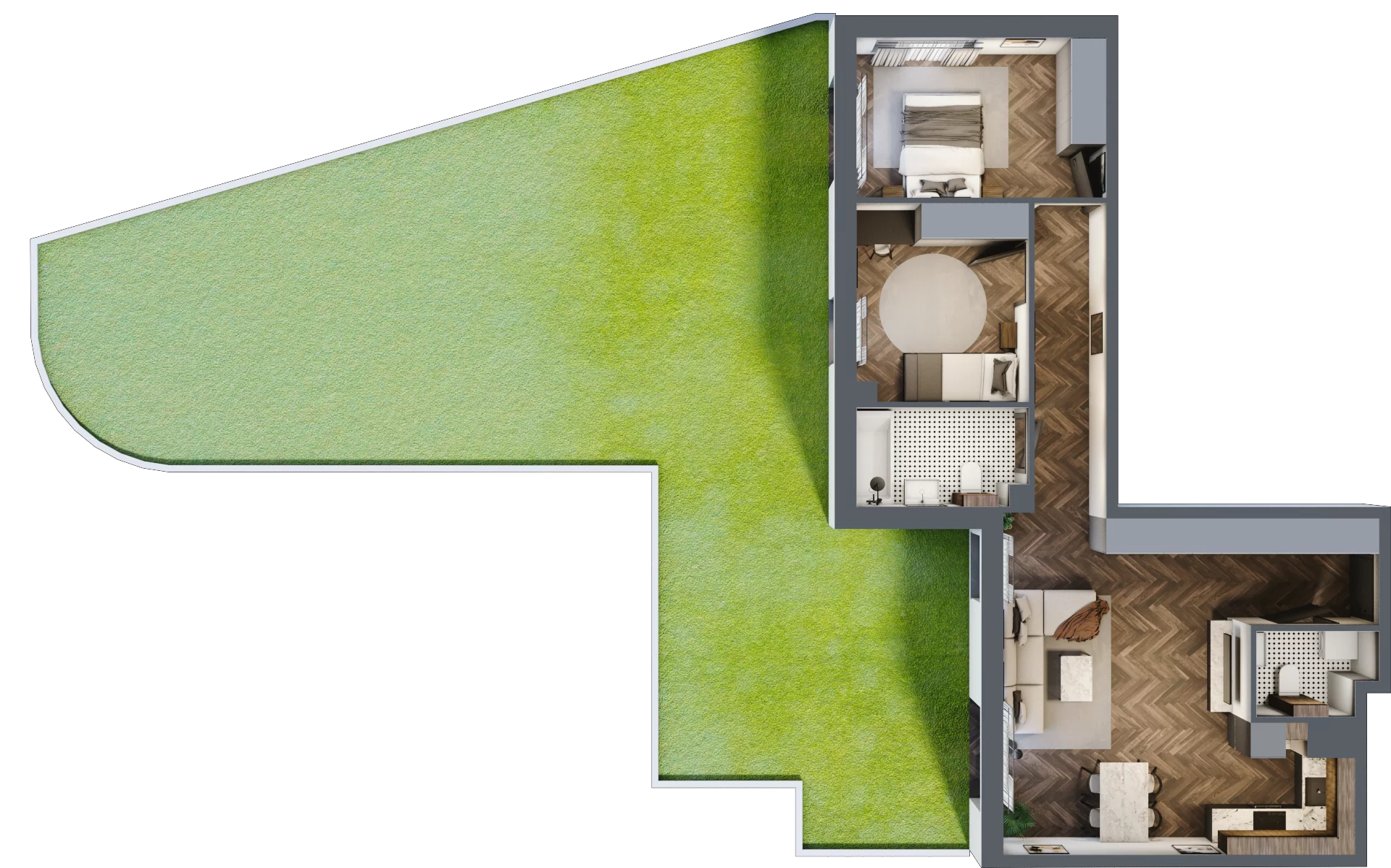 3 pokoje, mieszkanie 66,77 m², parter, oferta nr M08, Punkt Wola, Kraków, Podgórze Duchackie, Wola Duchacka, ul. Trybuny Ludów 15
