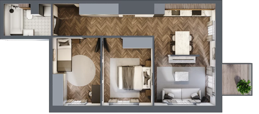 3 pokoje, mieszkanie 55,49 m², piętro 1, oferta nr M25, Punkt Wola, Kraków, Podgórze Duchackie, Wola Duchacka, ul. Trybuny Ludów 15