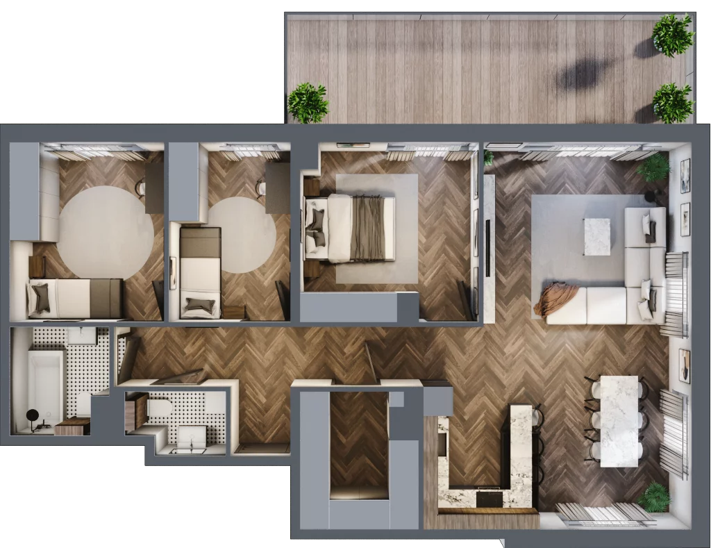 4 pokoje, mieszkanie 94,07 m², piętro 3, oferta nr M51, Punkt Wola, Kraków, Podgórze Duchackie, Wola Duchacka, ul. Trybuny Ludów 15